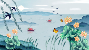 清凉凉爽七夕古风河边江水江边中元节治愈绿色安静治愈唯美场景清新