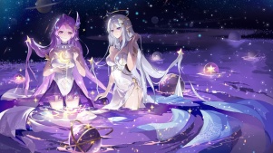 粒子互动鼠标拖尾互动美少女二次元动漫风景国漫插画