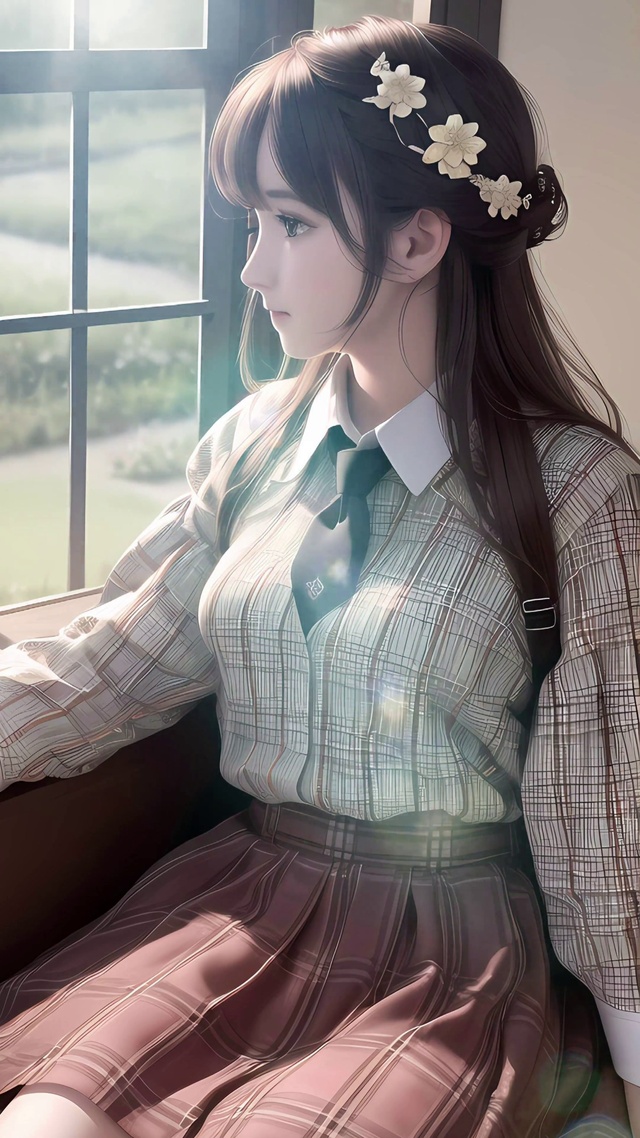 原创AI清纯治愈美少女 美女手机动态壁纸 美女手机壁纸下载 元气壁纸