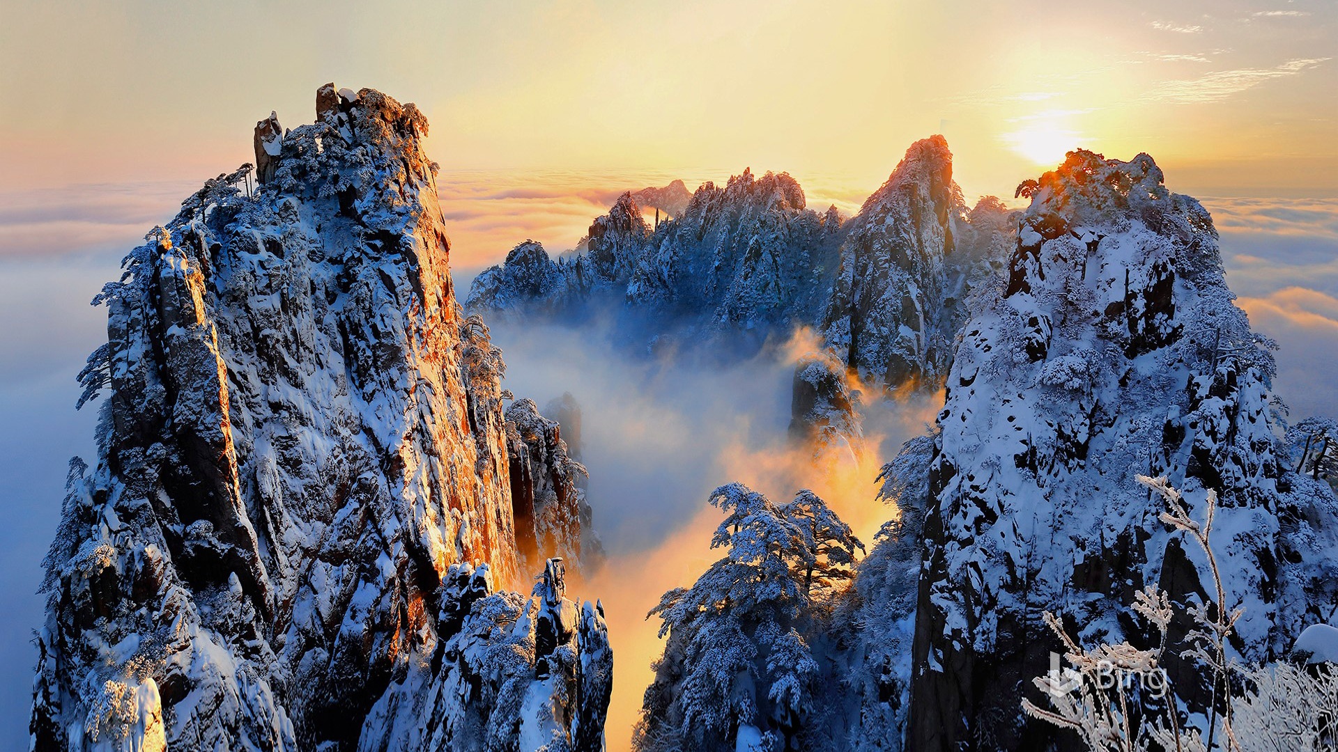 自然景观风景名胜安徽省黄山风景区雪景桌面壁纸壁纸