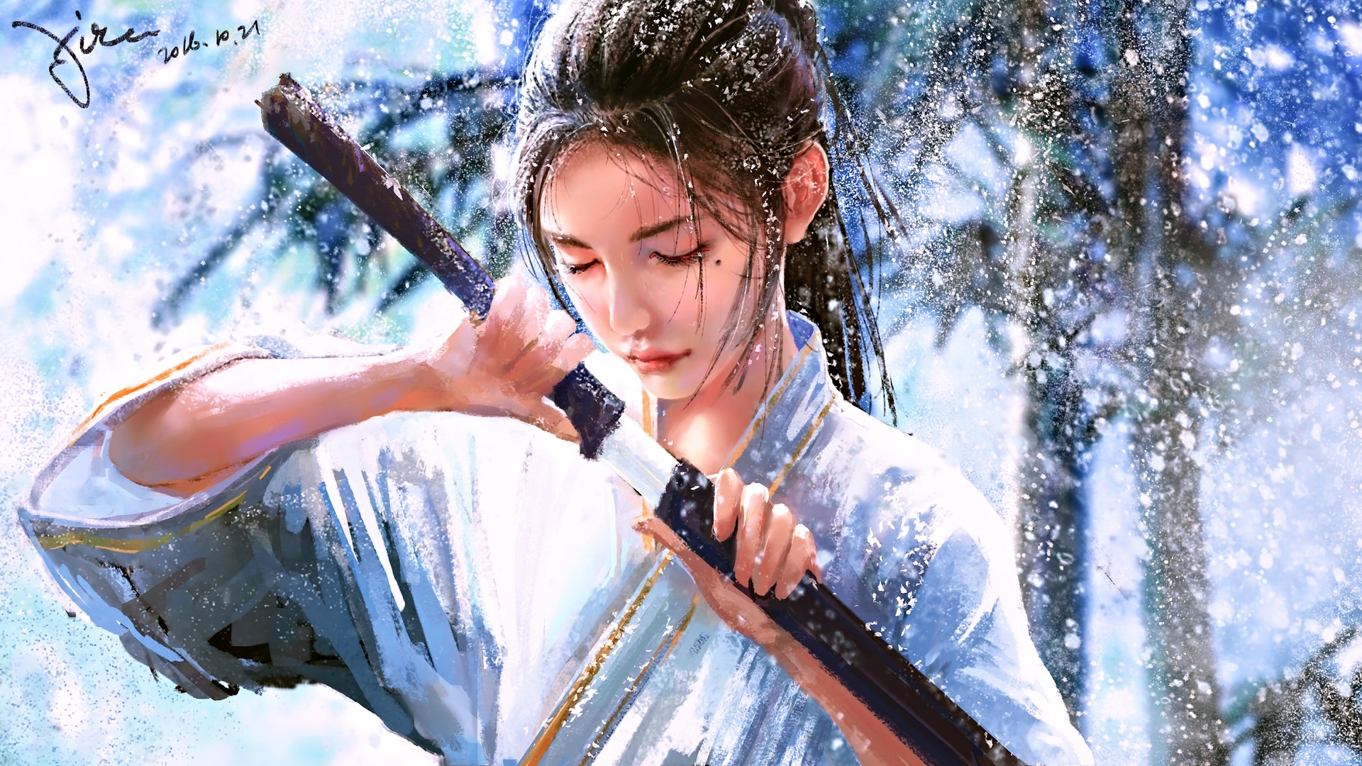 女孩宝剑武士雪4k动漫壁纸壁纸女孩壁纸图片 桌面壁纸图片 壁纸下载 元气壁纸