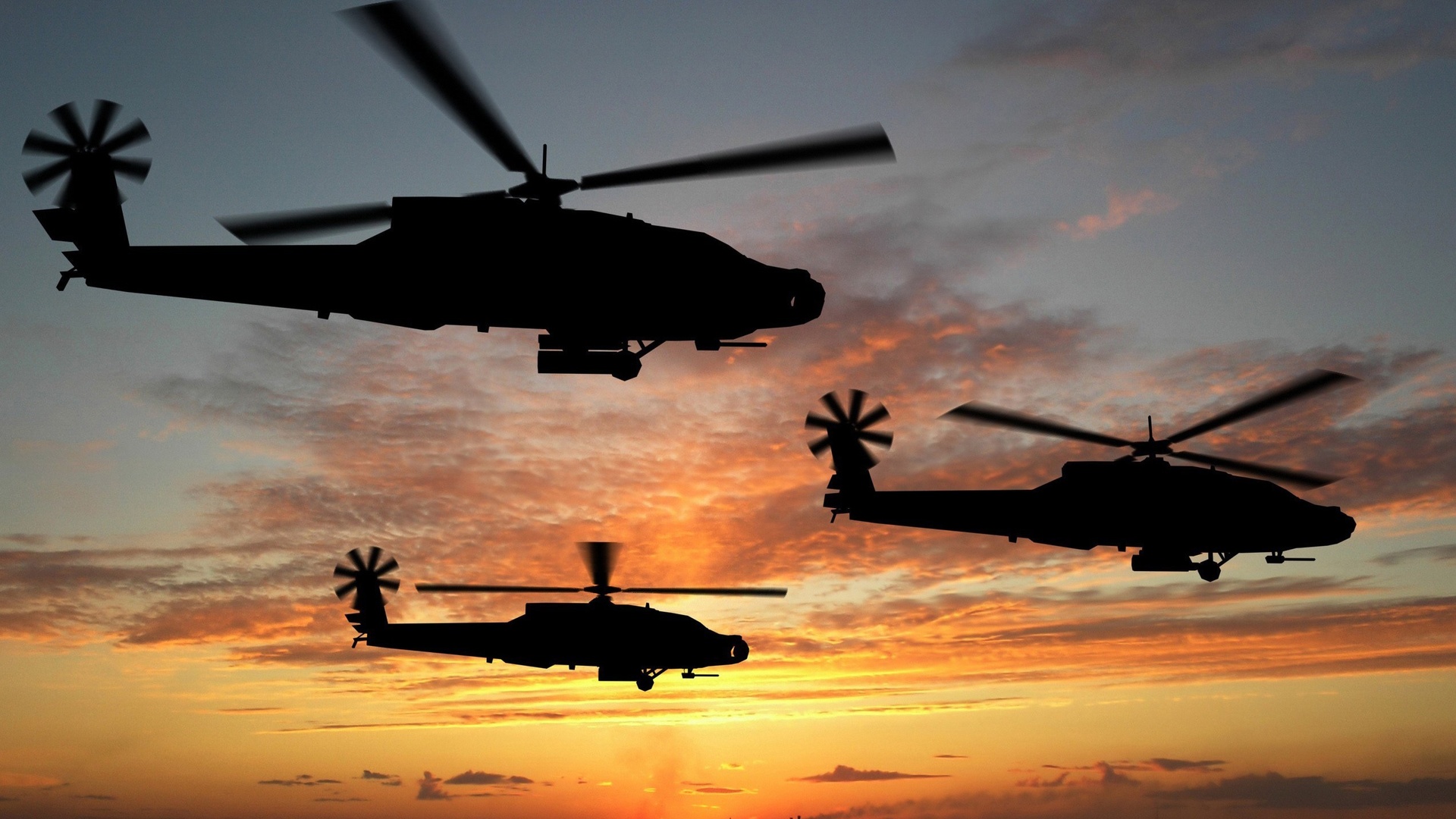 直升机黄昏军事天地壁纸