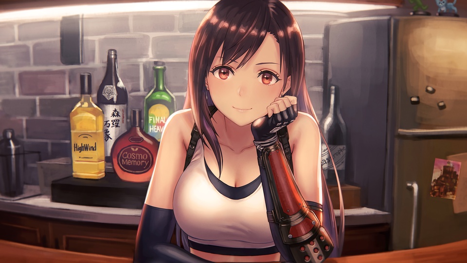 蒂法最终幻想7蒂法洛克哈特凝视酒吧4k高清动漫壁纸图片壁纸