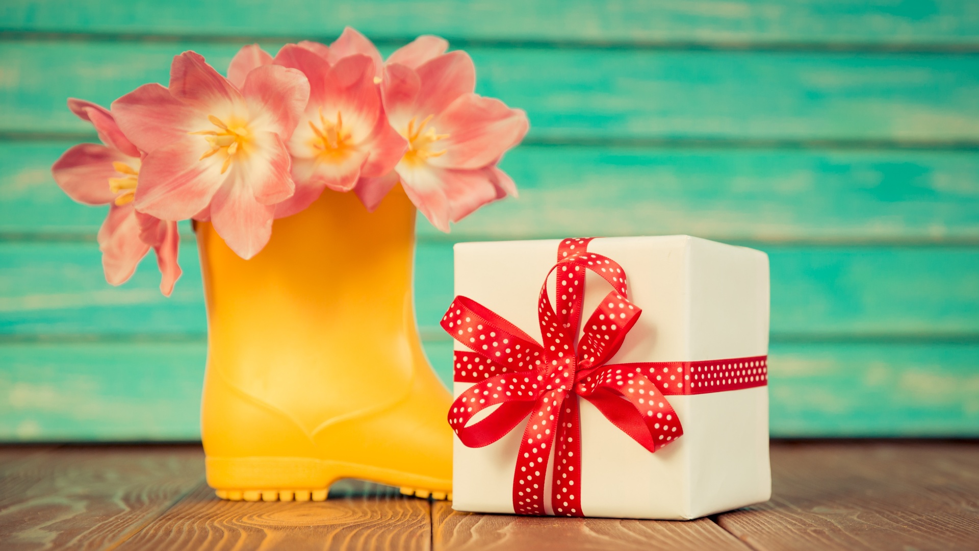 静物写真 花卉 节日礼物 丝带 3月8日 妇女节壁纸