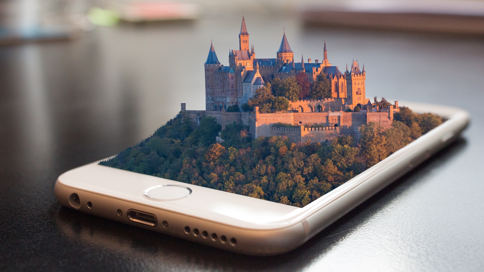 移动电话 智能手机 电话 触摸屏 屏幕 城堡 创意壁纸