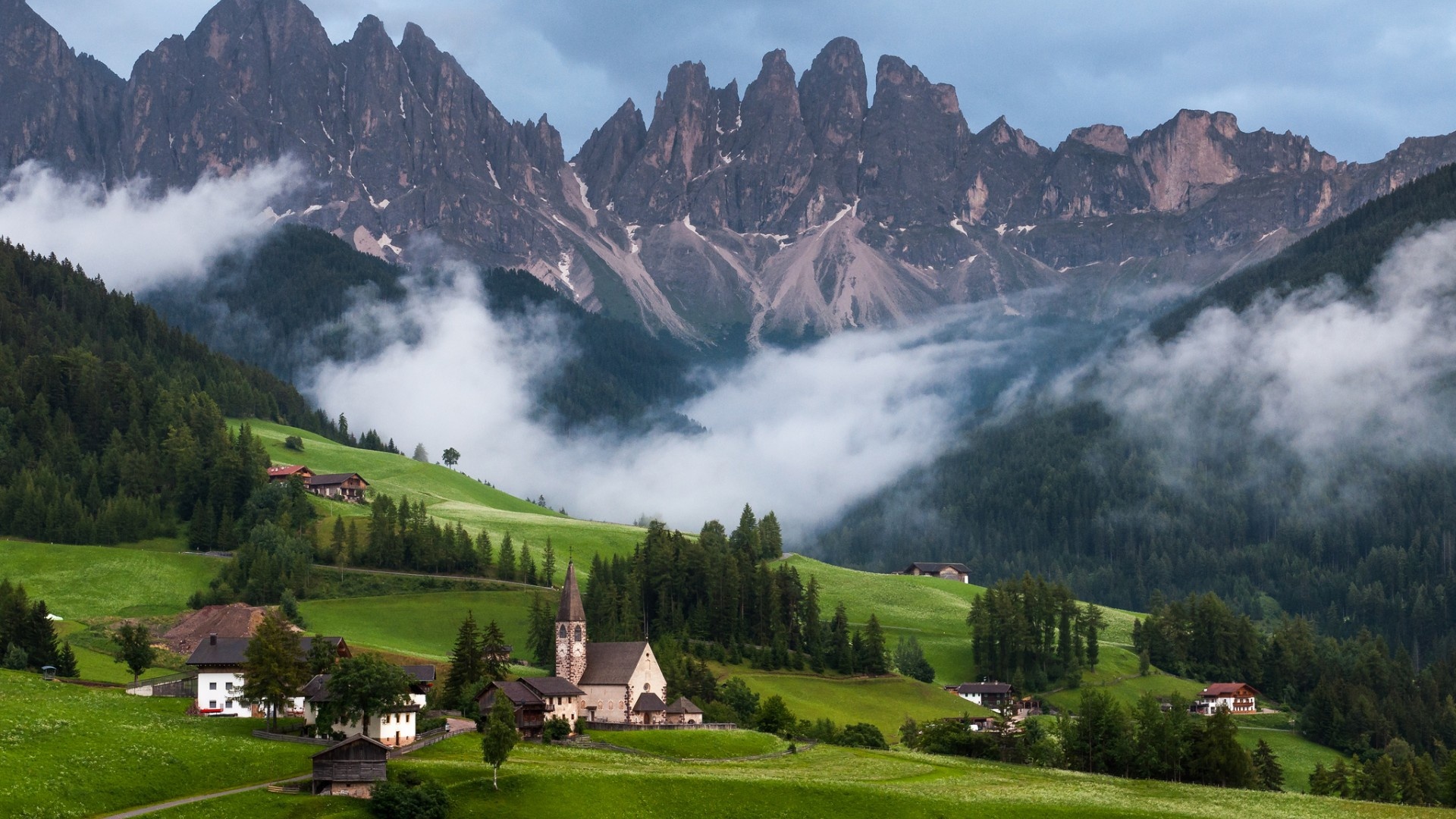自然景观风景名胜阿尔卑斯山教堂风景壁纸壁纸