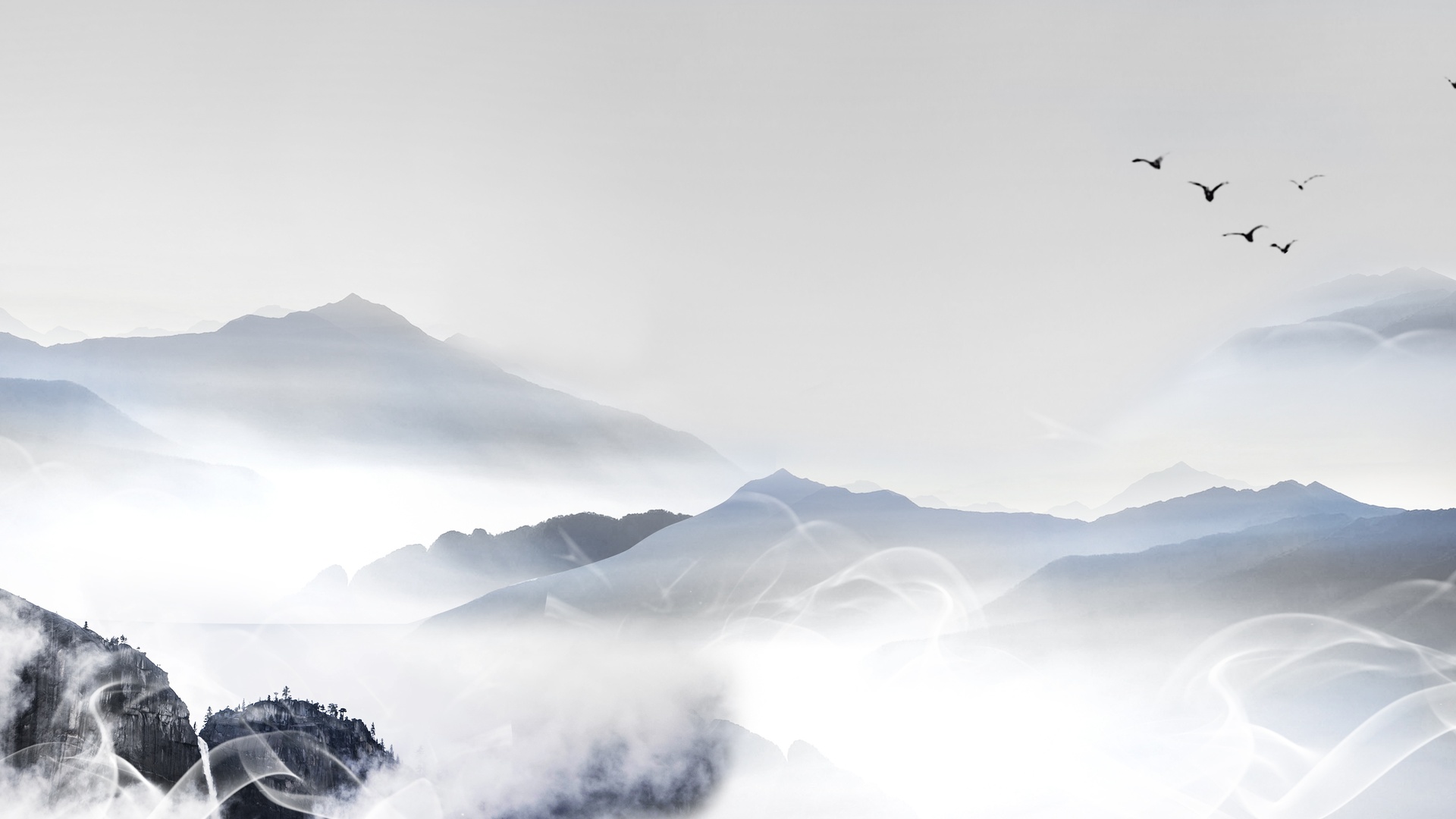高山云雾 背景图图片