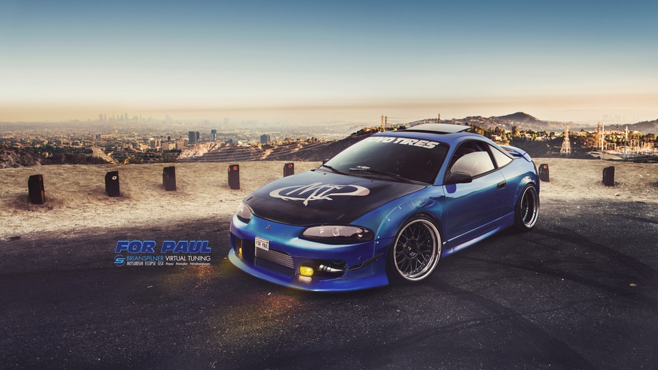 三菱Eclipse蓝色跑车4K壁纸壁纸