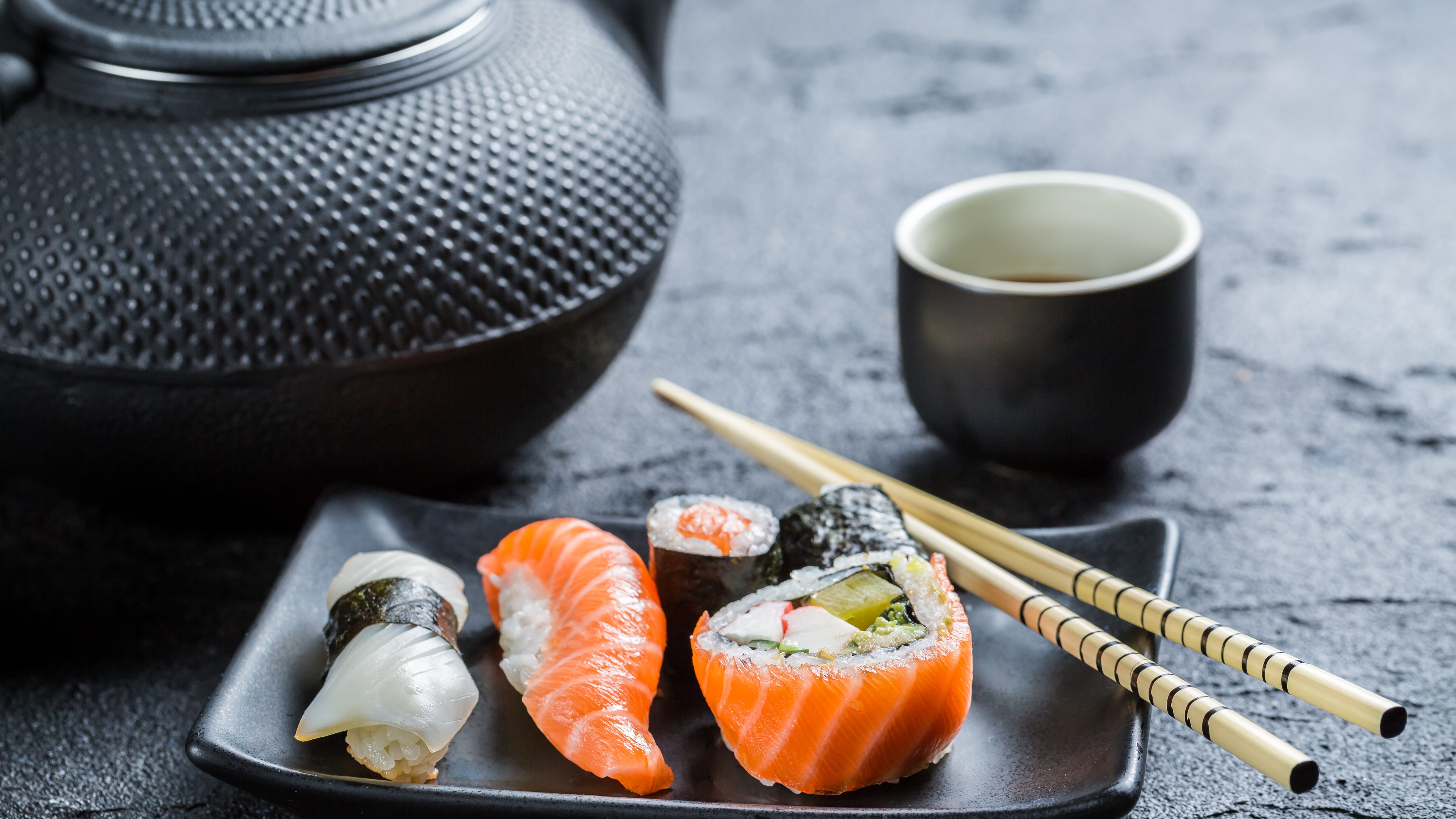 美食日本料理酱油面包海鲜虾水壶寿司5k美食图片壁纸