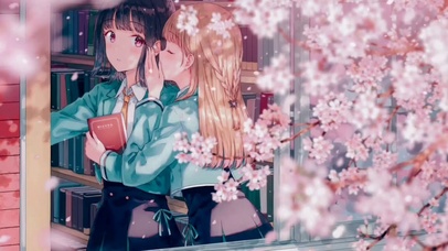 图书馆低语的少女