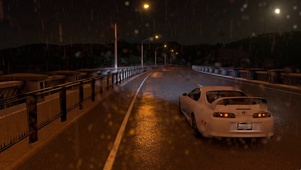 雨中道路中的丰田