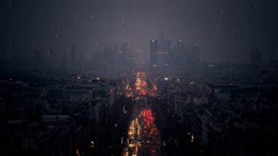 The city in the rain