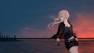 夕阳里的少女