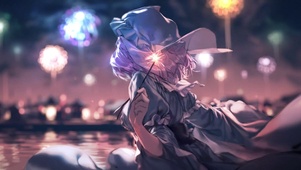 燃放烟花的少女
