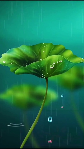 雨滴荷叶