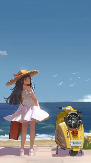 夏日海边少女