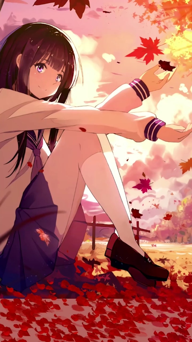 枫叶树下的美女