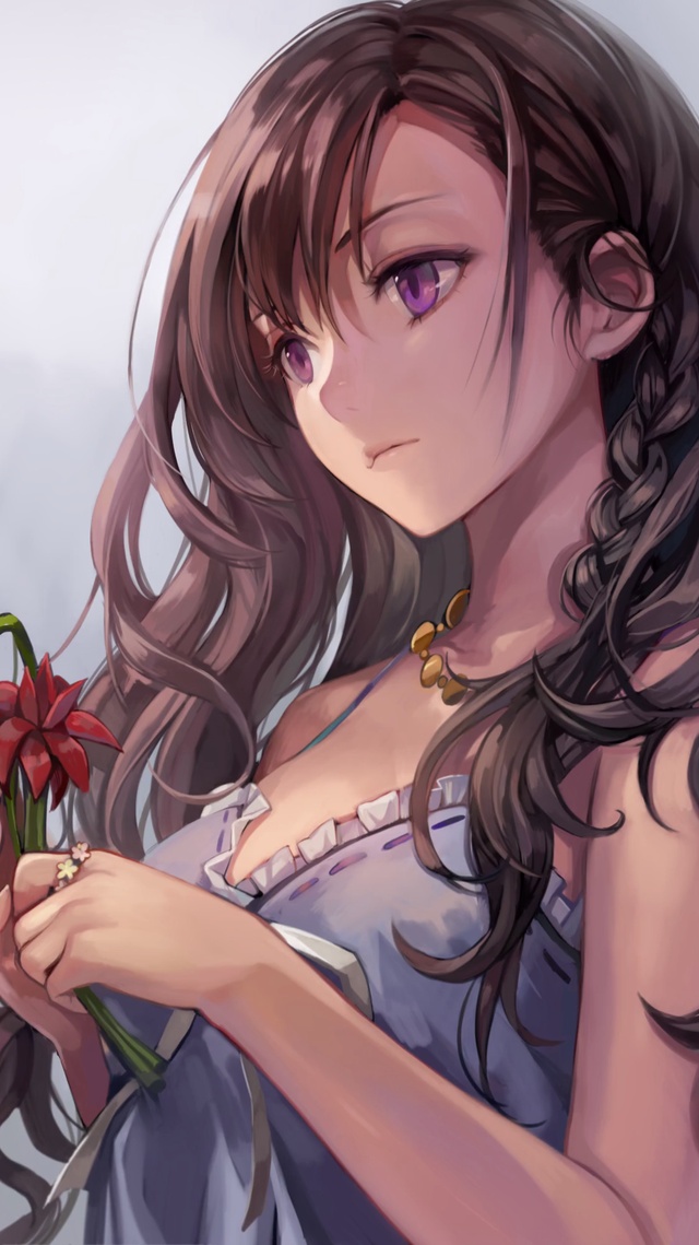 手拿鲜花的少女