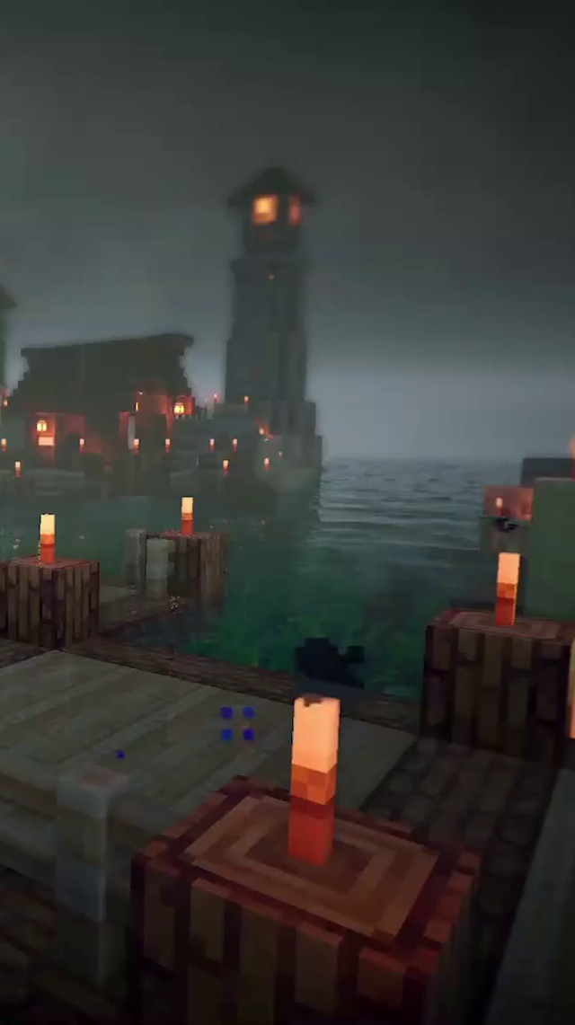 中国风建筑雨夜烛火