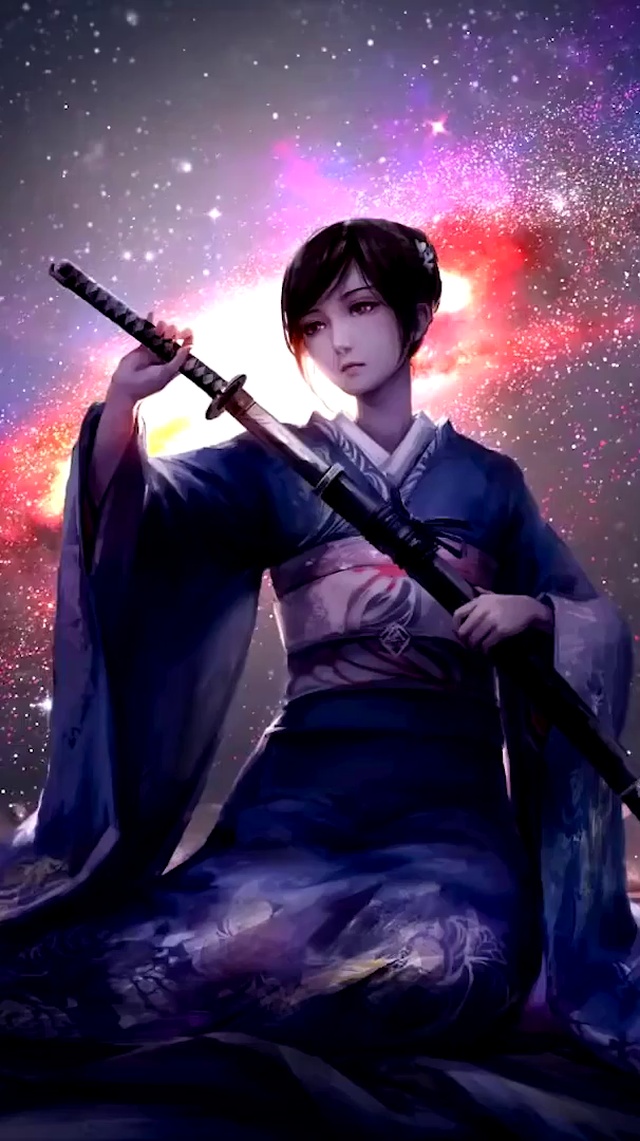 和服武士女孩(动漫手机动态壁纸) - 动漫手机壁纸下载 - 元气壁纸