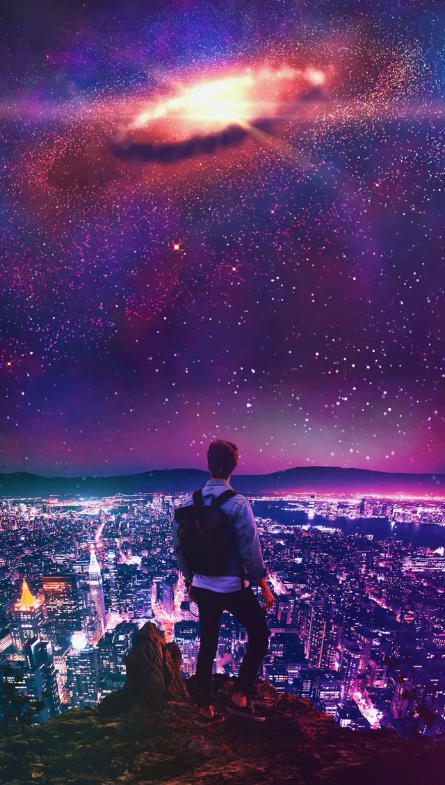 60帧唯美星空紫色天空