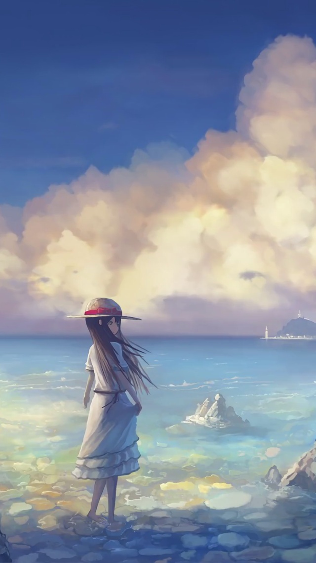 夏日傍晚的海边(动漫手机动态壁纸) - 动漫手机壁纸下载 - 元气壁纸