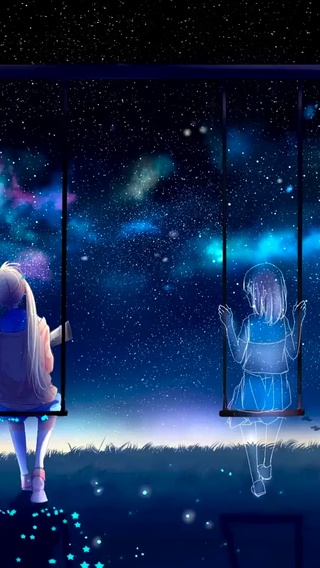 星空下秋千少女