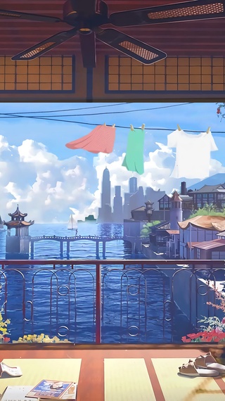 4k海景房晾衣服