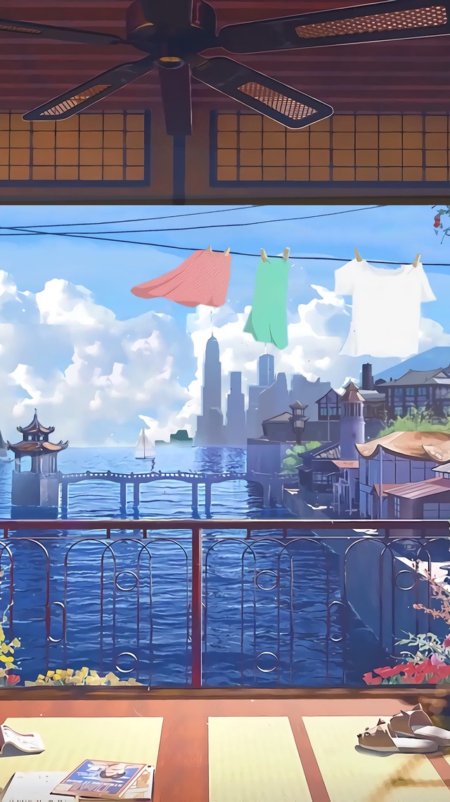 4k海景房晾衣服