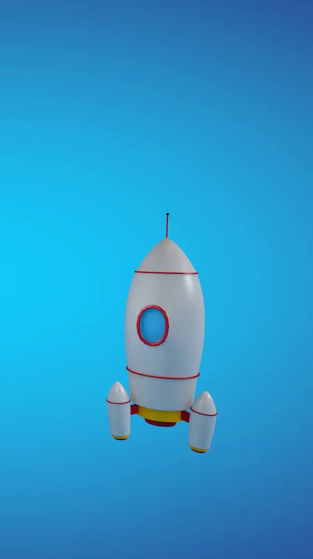 卡通可爱清新小火箭升空