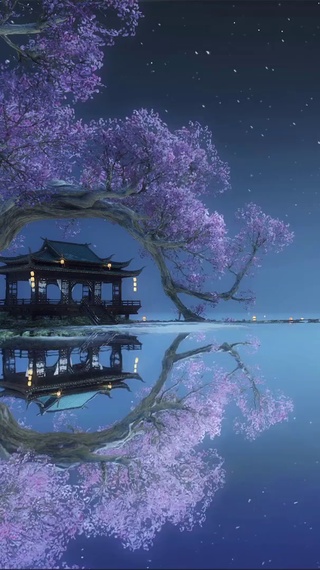 月色镜湖壁纸 月色镜湖手机壁纸 月色镜湖手机动态壁纸 元气壁纸