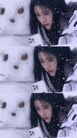 鞠婧祎唯美雪景！
