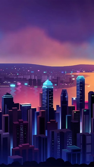 梦幻烟花城市风景