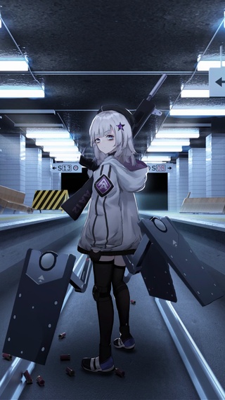 地铁轨道上的少女