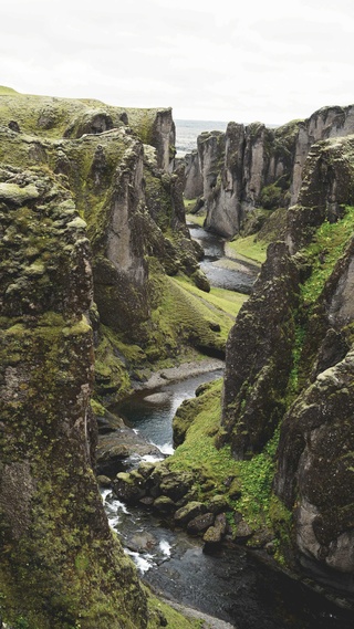 峡谷,小溪,河川