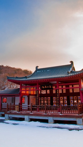 风景 2K 冬天 雪景 中国风 建筑 园林 风景大片壁纸