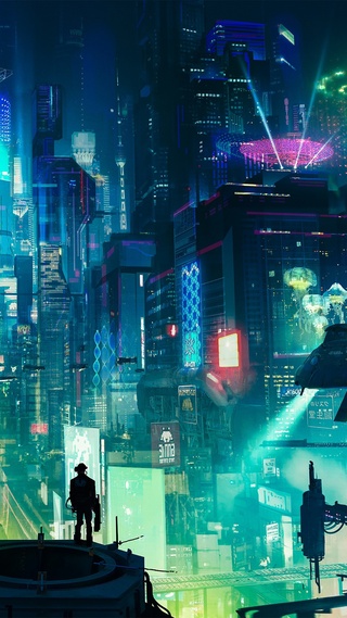 手机背景图片Cyberpunk City Artur Sadlos壁纸