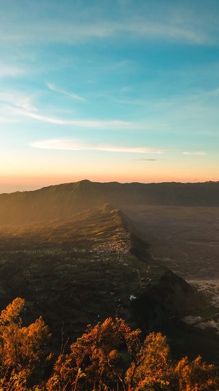 日落,山脉,唯美,自然景观