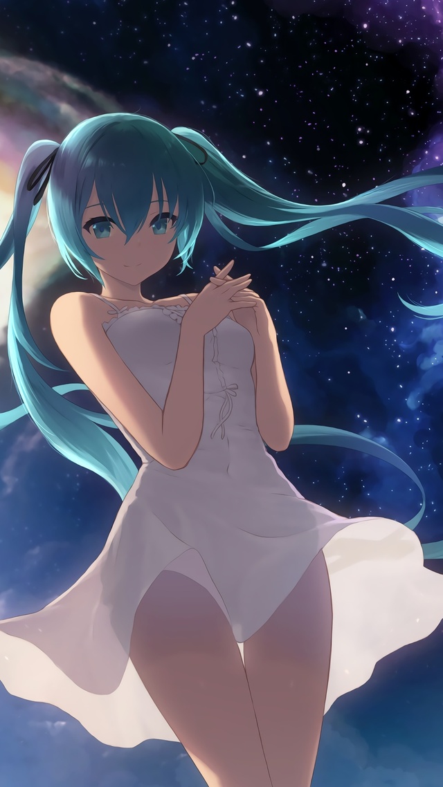 初音未来 白色连衣裙 星空4k动漫壁纸壁纸