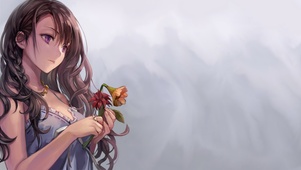 手拿鲜花的少女