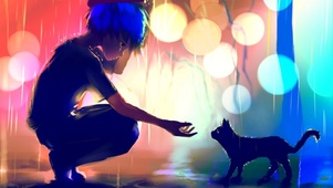 雨中少女与猫