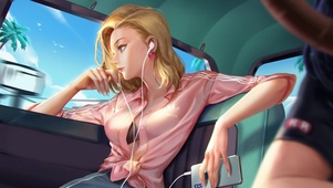 车内少女