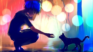 雨中少女与猫