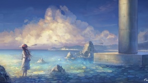 夏日傍晚的海边
