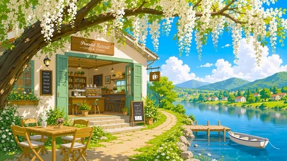 乡村河边小店