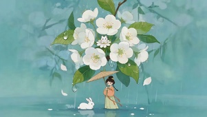 鲜花下女孩