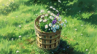 竹篮里的鲜花