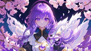花间紫发少女