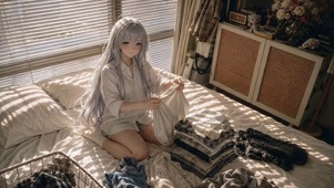 银发二次元美少女的温馨卧室