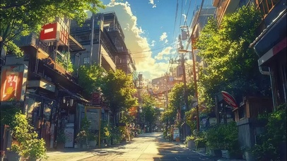 夏日炎热城市傍晚街道